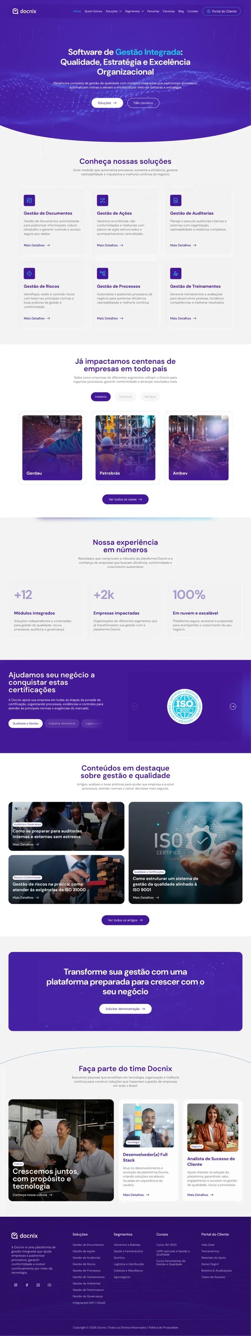 Site desenvolvido pela Kemet para Docnix