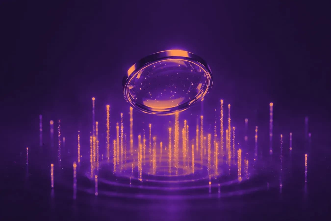 Lente de aumento sobre barras de luz e ondas, o volume de busca medido no nicho