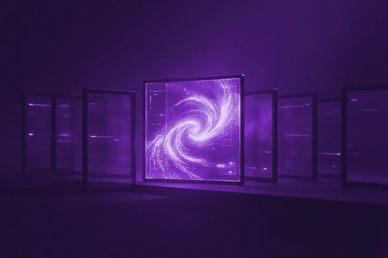 Um painel de interface único e brilhante destacado entre painéis genéricos apagados