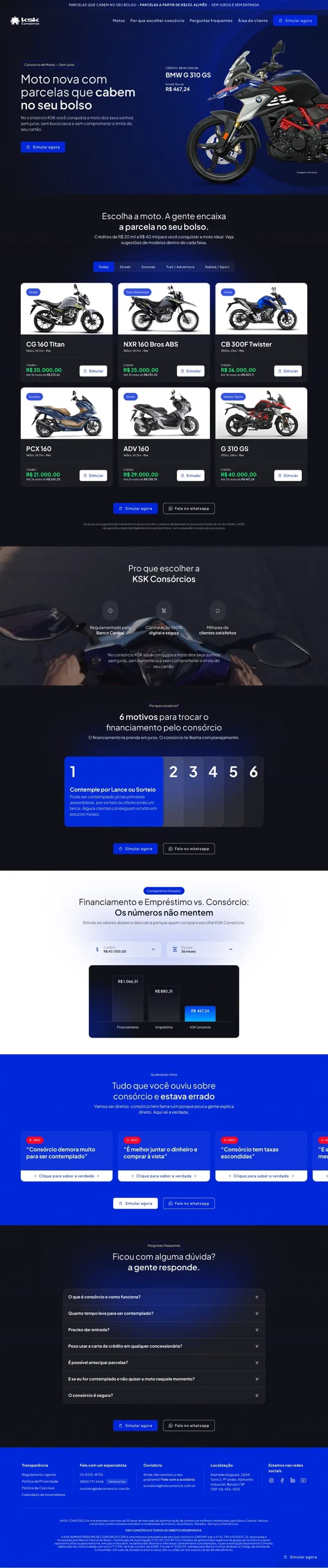 Site desenvolvido pela Kemet para KSK Consórcios