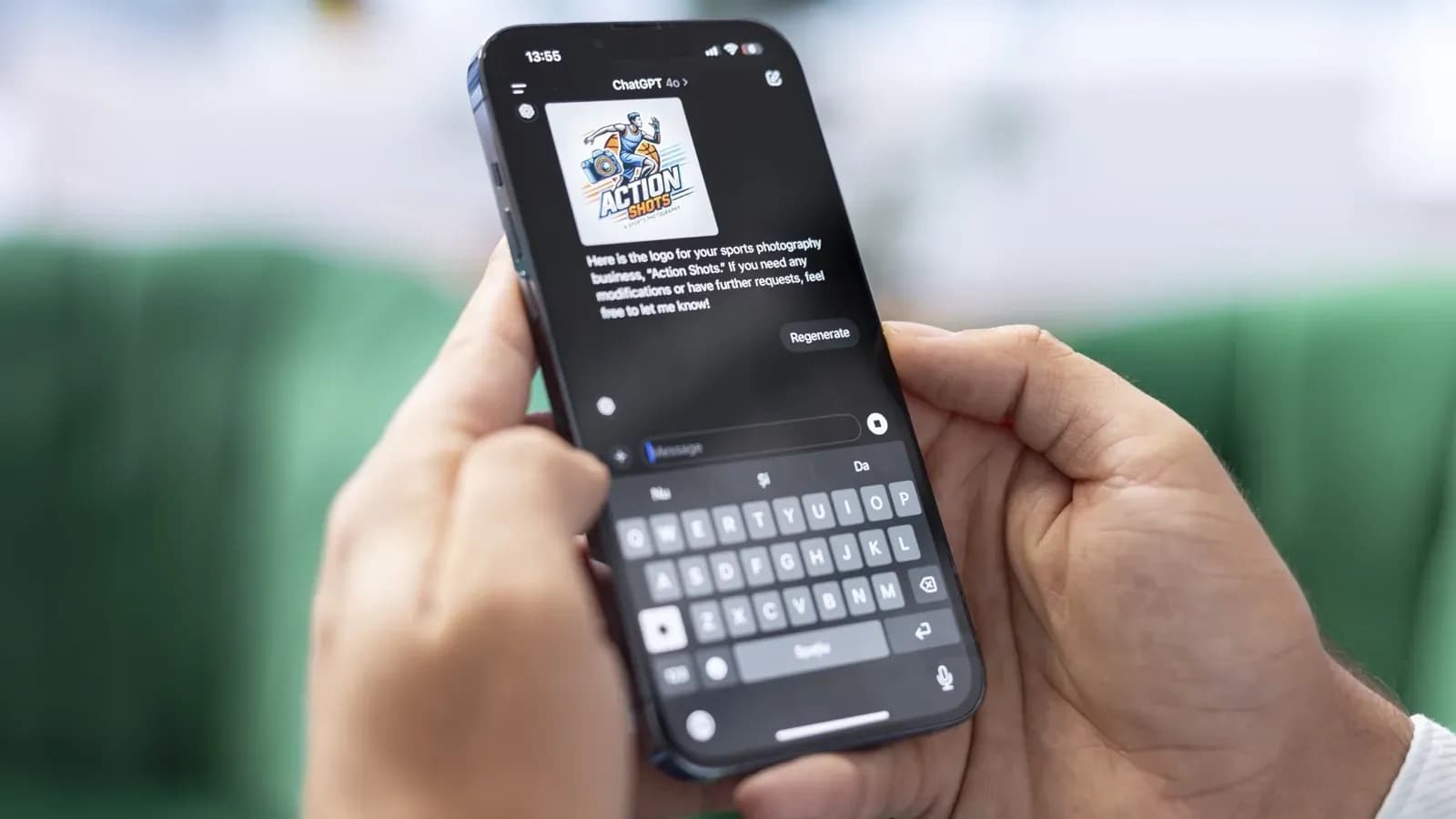 Aplicativo de IA conversacional aberto na tela do celular.