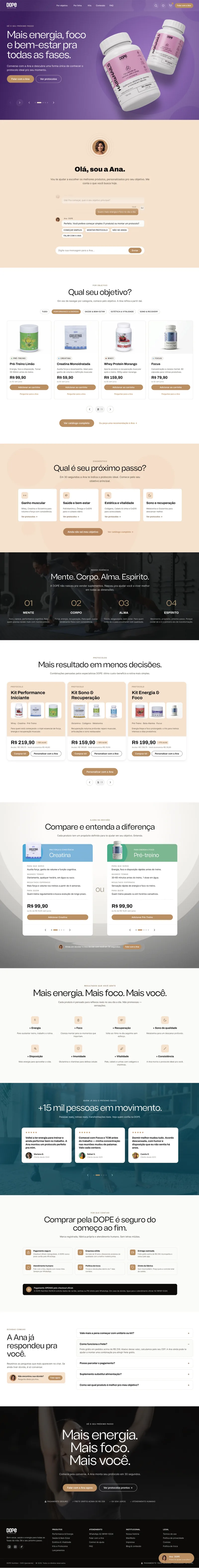 Landing page da DOPE Suplementos